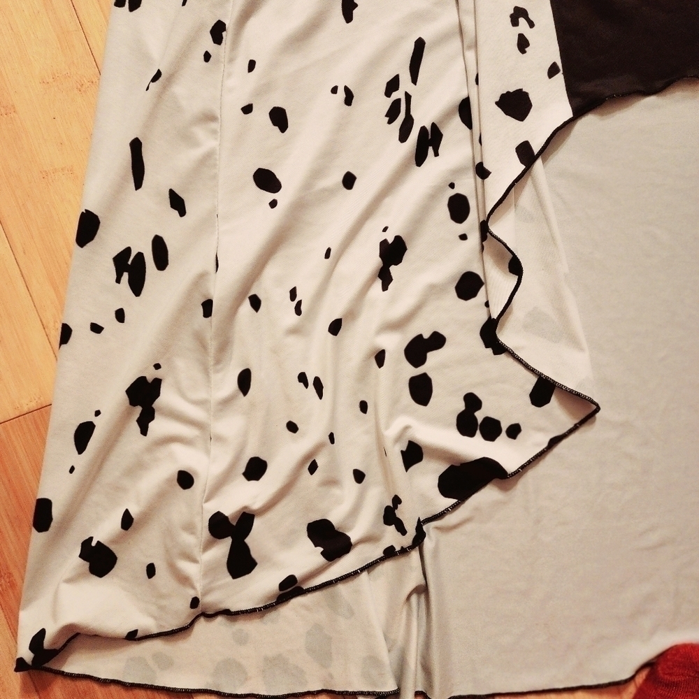 Cruella DeVil Hi-Low Dress Halloween Costume Cosplay Black White Girl's 6-7 EUC - Picture 9 of 15